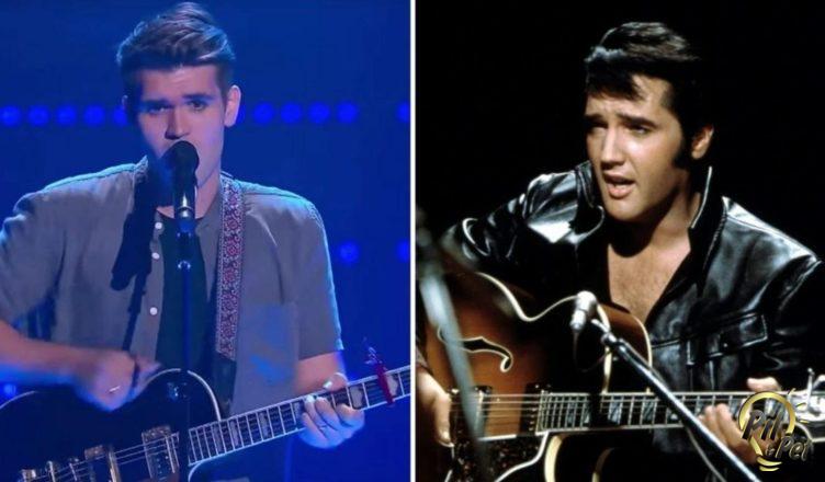Elvis Presley’s grandson auditions for The Voice, stunning the judges with his rendition of “Love Me Tender.”