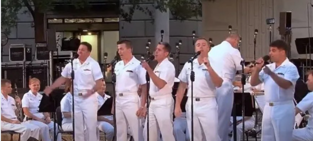 Group Of Soulful Navy Sailors Steps To The Stage To Perform Songs From 60s But Wait Till The Music Starts