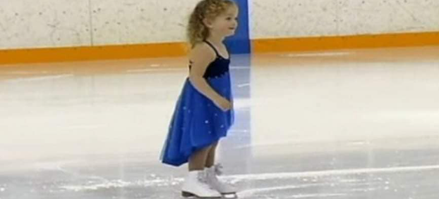This little girl shows off her amazing moves on the ice rink