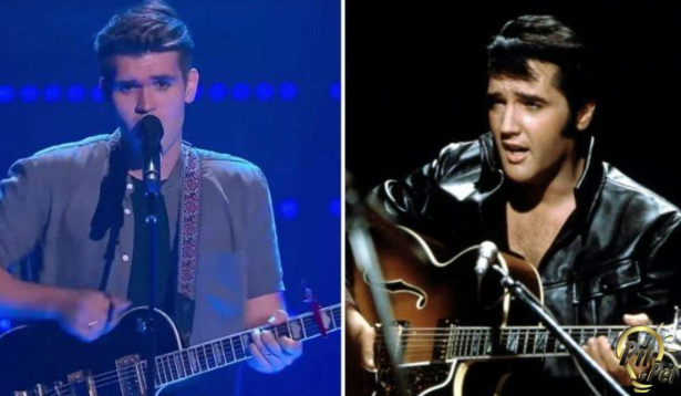 Elvis’ grandson auditions for The Voice and impresses the judges with his rendition of “Love Me Tender.”
